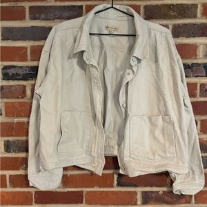 Democracy Women's Light Cream Cropped Chore Coat